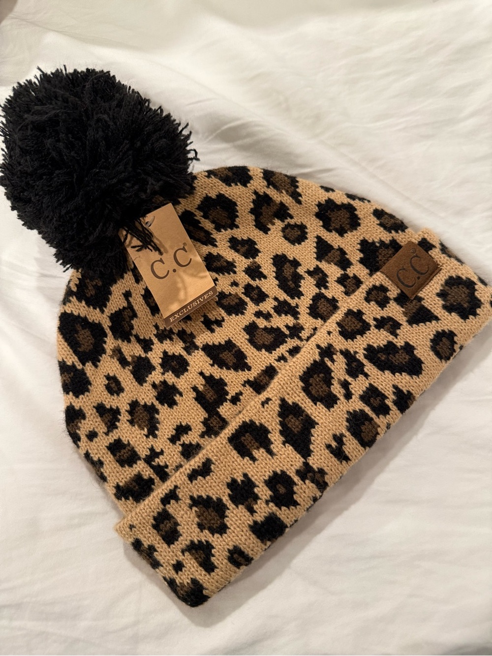 C.C Leopard Pom Beanie